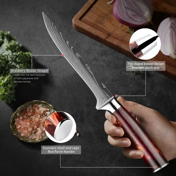 High Quality 5 PCS Cutlery Kitchenware Set Stainless Steel Kitchen Chef Knife Set With Wooden Block Holder Storage Knife Stand