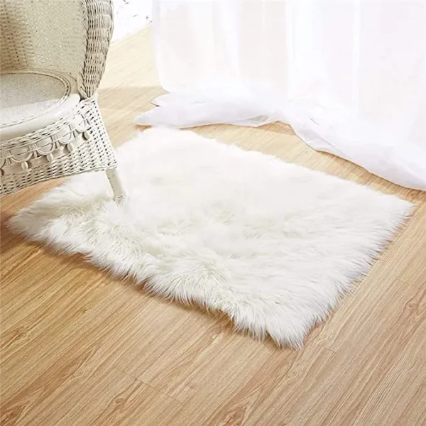 Small Mat 2x3 ft  Faux Fur Rug Shaggy Sheepskin Area Baby Bedroom Rugs Home Decorative Shaggy Rectangle Carpet  for Exercise