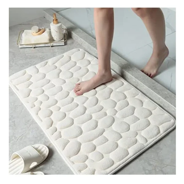 Fashion High Quality Soft Custom  White Faux Fur Rug Living Room Shaggy Rug Carpet Stone Embossed Bathroom Bath Mat