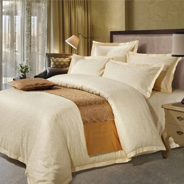 100% Cotton Hotel Quality Jacquard White Hotel Used Bedding Sets Duvet Cover Set for Hotel and Spa Used