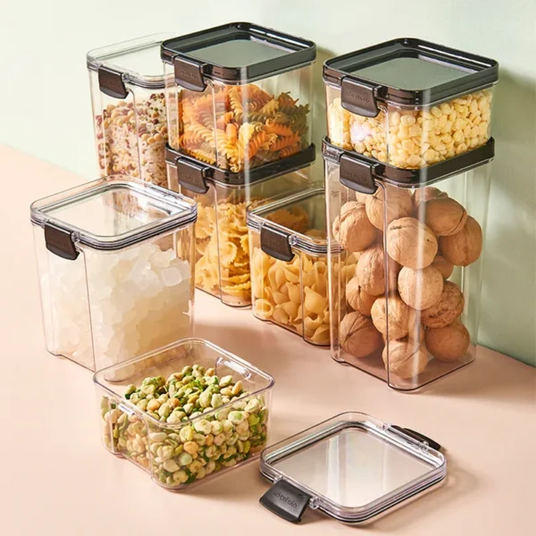 Air-tight Pet Takeaway Bagasse Plastic Kitchen Accessories Transparent Storage Food Container 4 Sizes Available