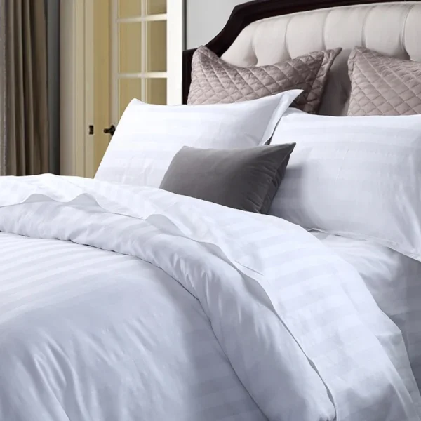Hot Sale Hotel Bed Linen 100% Cotton Bed Sheet Bedding Set Stripe Duvet Cover