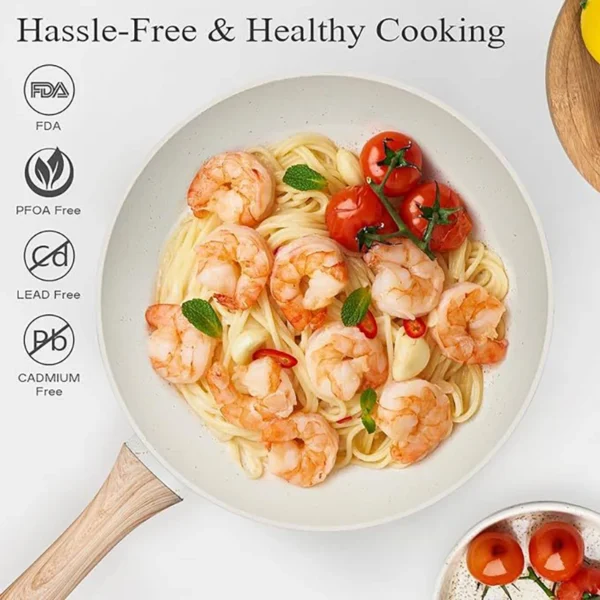 PFAS PFOA PFOS Free 12pcs Pots and Pans Set, Non-toxic Healthy Non Stick Kitchen Cookware Cooking Tools