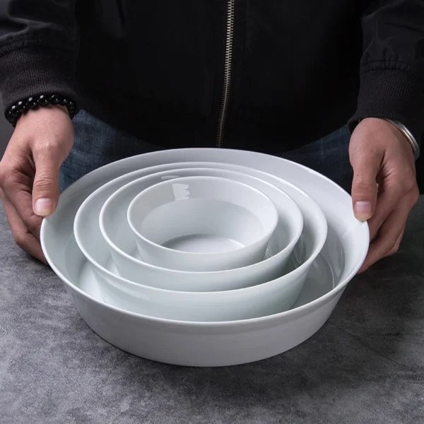 Tableware High Quality Glazed Cheap Round Chinese Porcelain Dishes Plates Ceramic Dinner White 1piece