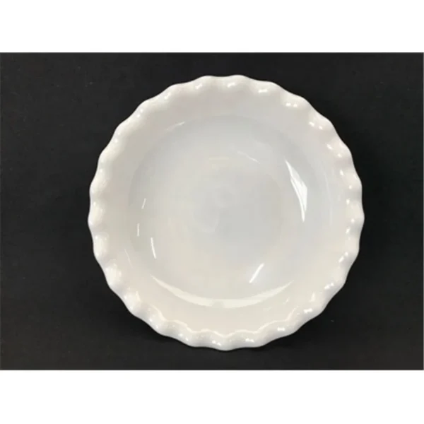 AIMI Eco-Friendly White Wedding Plates Melamine Plastic Tableware with Corrugated Edge Deep Dish Design