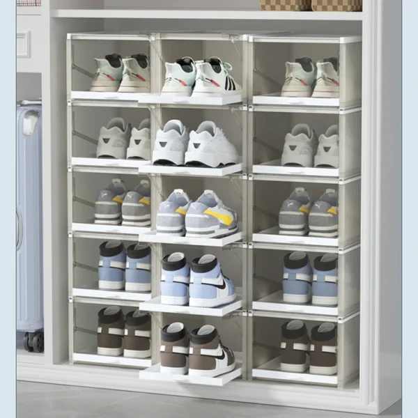 Sesame Hot Selling Factory Price Plastic Stackable Push-Pull Drawer Type Shoe Storage Box Organizer