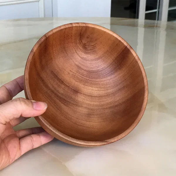Eco Friendly Restaurant Acacia Bowl Set Custom Logo Soup Salad Wood Bowl for Kitchenware