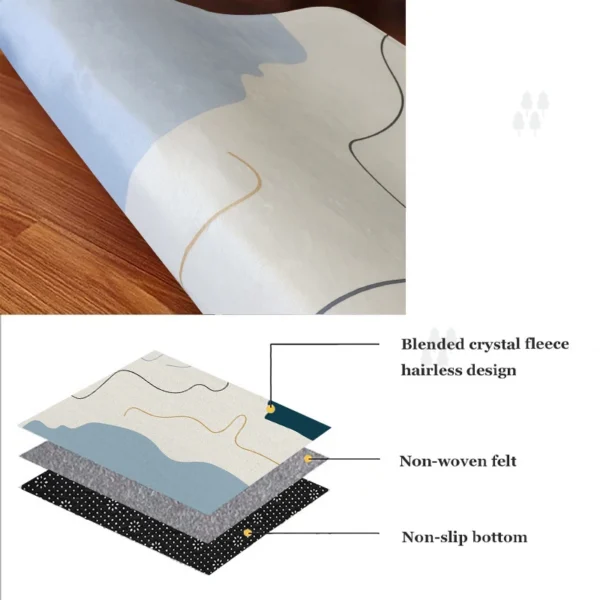 Blue and White Printing Abstract Wave Area Rug Soft Relax Sitting Mat