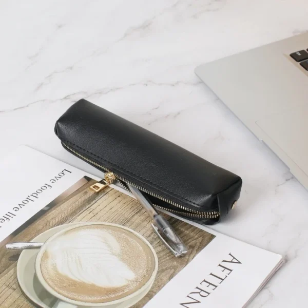 Leather Pen Pencil Case Cute Slim Pen Bag Small Pencil Pouch Lovely Stationery Bag Portable Zipper Bag for Pen Pencils Markers