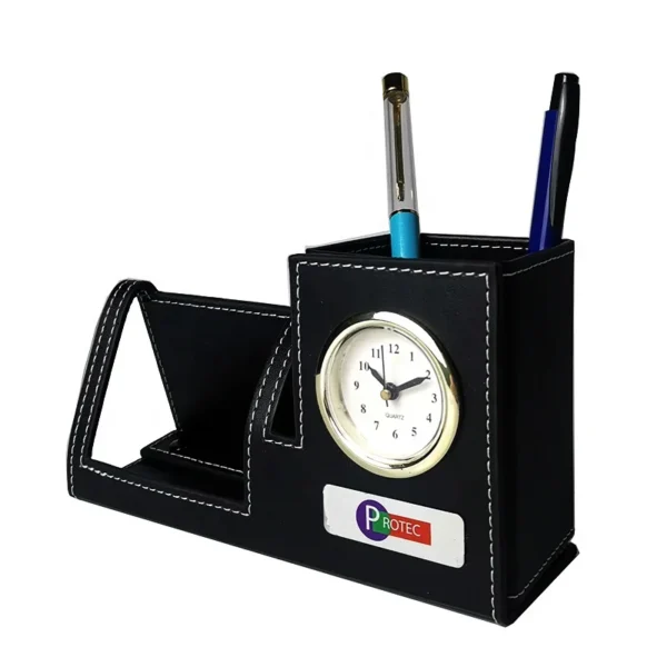 DILU DL-21BG088 Multi-Functional Foldable Glass Tabletop Desk Electronic Clock Leather Square HEA Pen Other Crystal Crafts