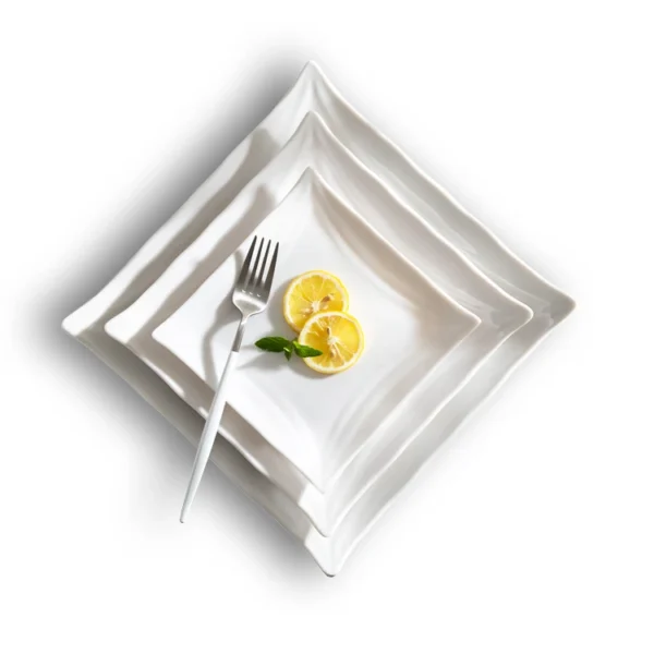 Wholesale A5 White Melamine Tableware Cheap Bulk Restaurant White Dinner Plate Wholesale square Dinner Plastic Plate Set for Kid