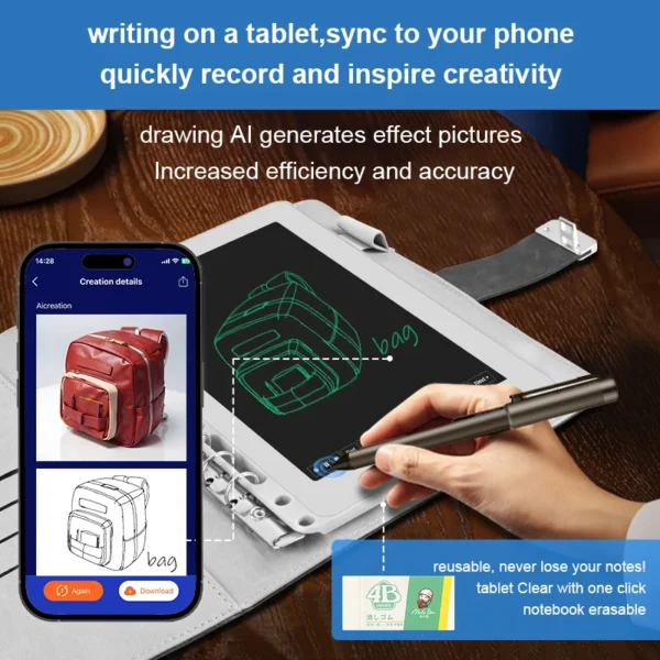 Factory Direct 3 In1 AI Smart Notebook Draw AI Generates Effect Pictures Smart Pen Meetings Sound Recording Playback AI Office