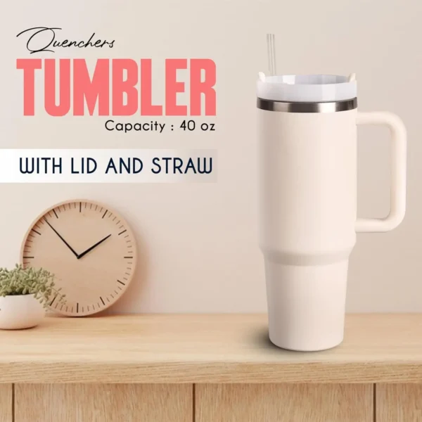 40oz Tumbler With Handle Sealing Lid Leak-proof 304 Stainless Steel Travel Mug with Straw Powder